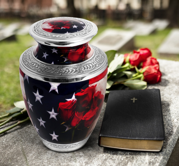 USA Flag Mini Urns w/Velvet Bag & Funnel (4 Set)