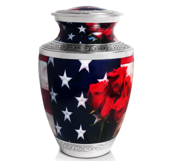 USA Flag Mini Urns w/Velvet Bag & Funnel (4 Set)